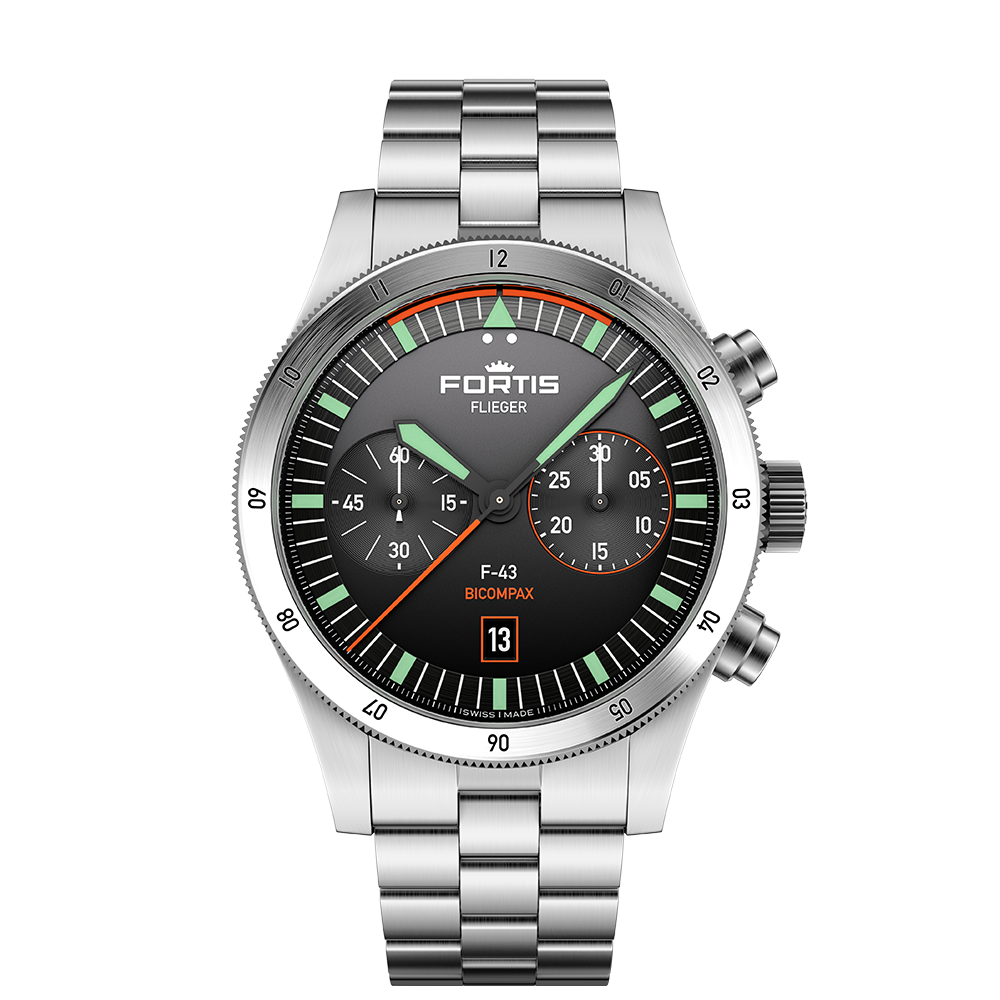 Fortis Flieger F-43 Bicompax auf Block Bracelet