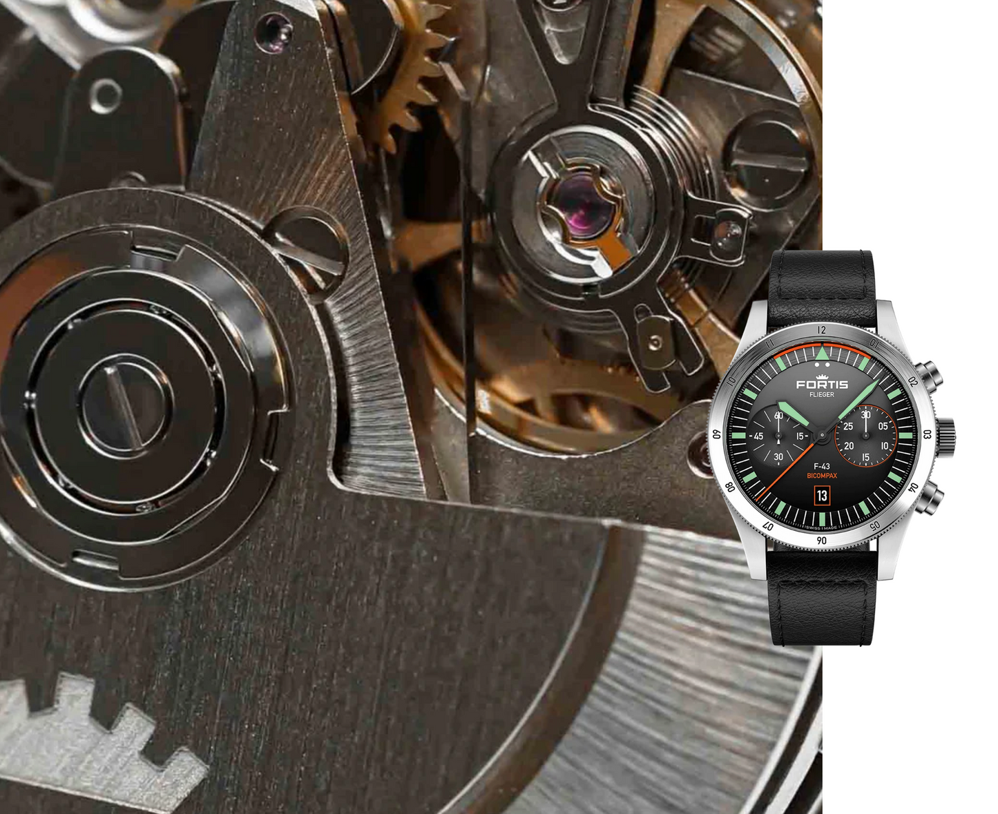 Fortis Flieger F-43 Bicompax auf Aviator Band