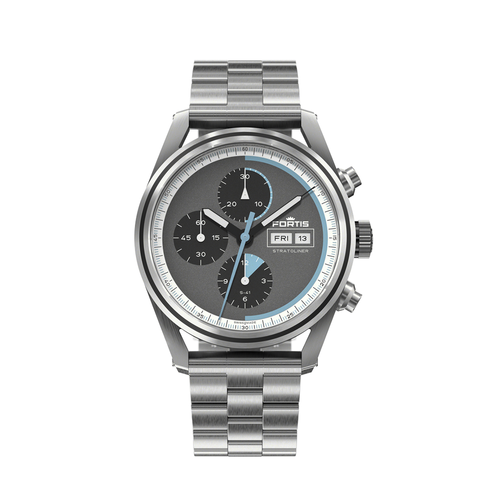 Fortis Stratoliner S-41 Cosmic Gray auf Block Brackelet