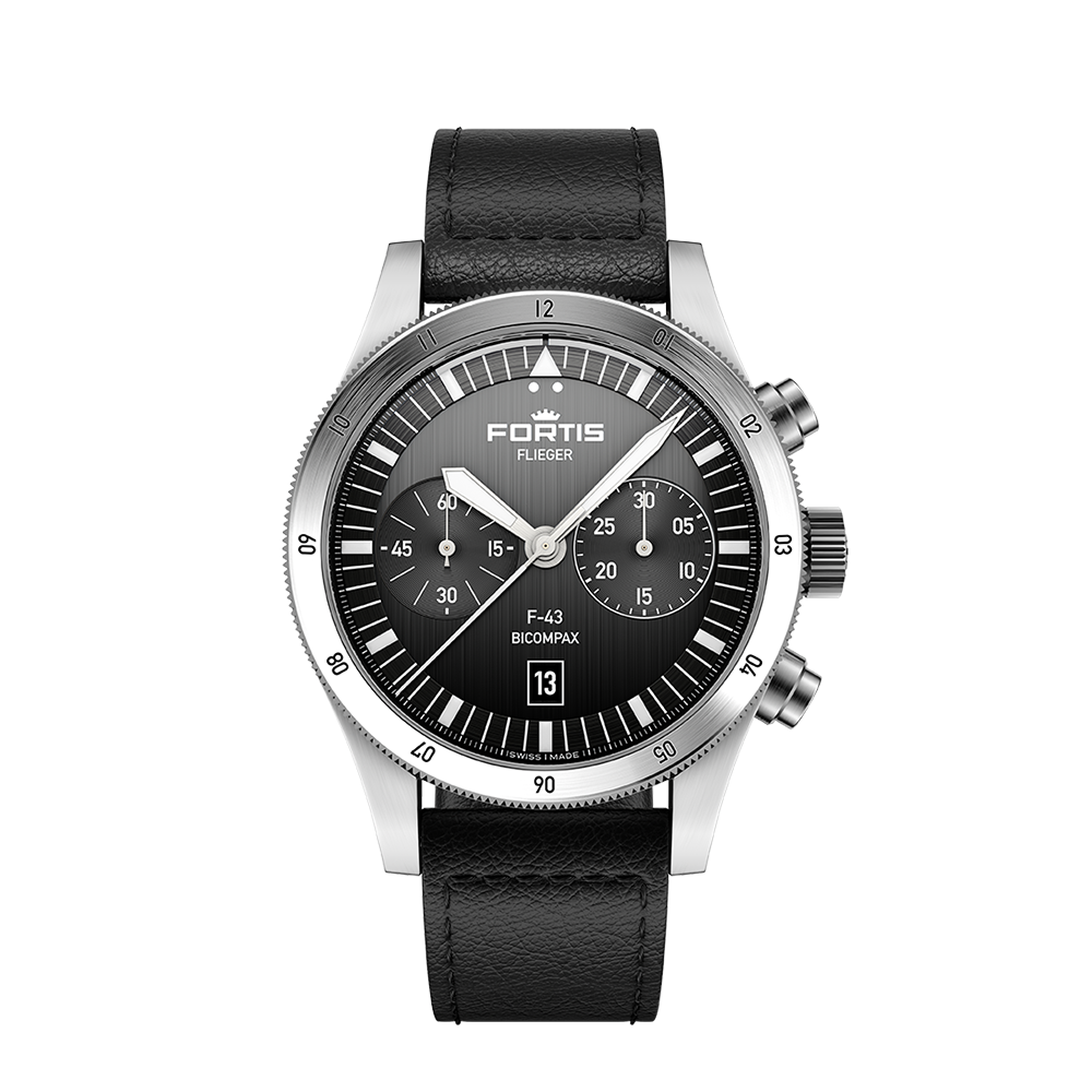 Fortis Flieger F-43 Bicompax Black auf Aviator Band