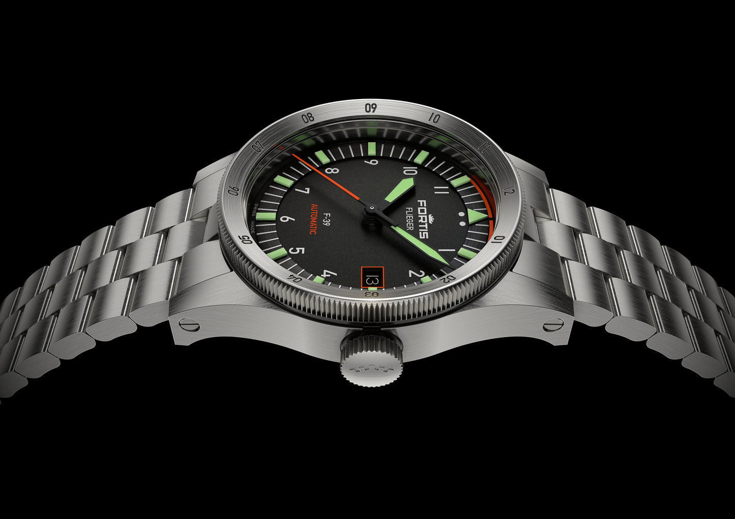 Fortis Flieger F-39 auf Block Bracelet
