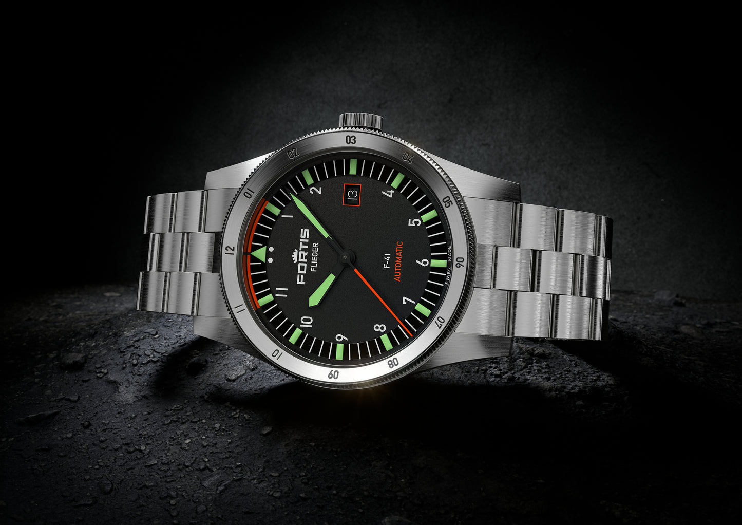 Fortis Flieger F-41 auf Block Bracelet