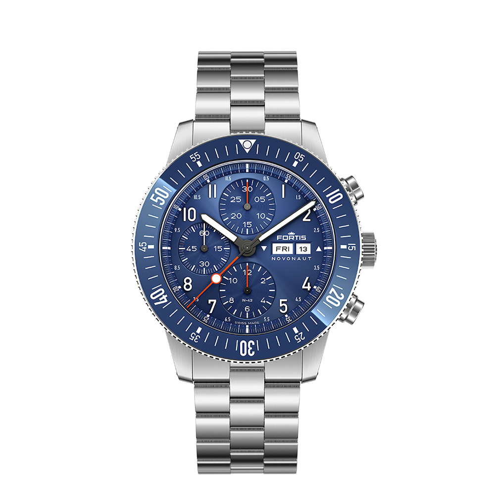 Fortis Novonaut N-42 Cobald Blue auf Block Bracelet