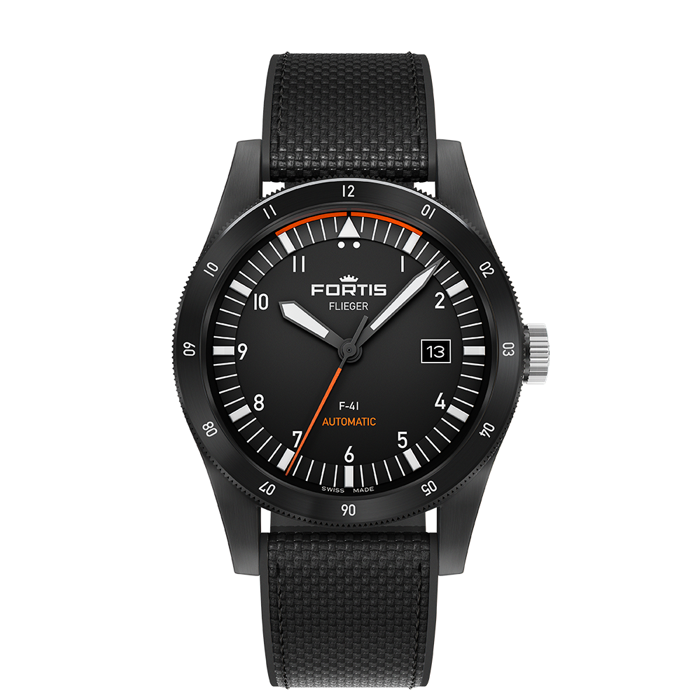 Flieger F-41 Werk 7 Mission Black auf Hybrid Strap, F4220030