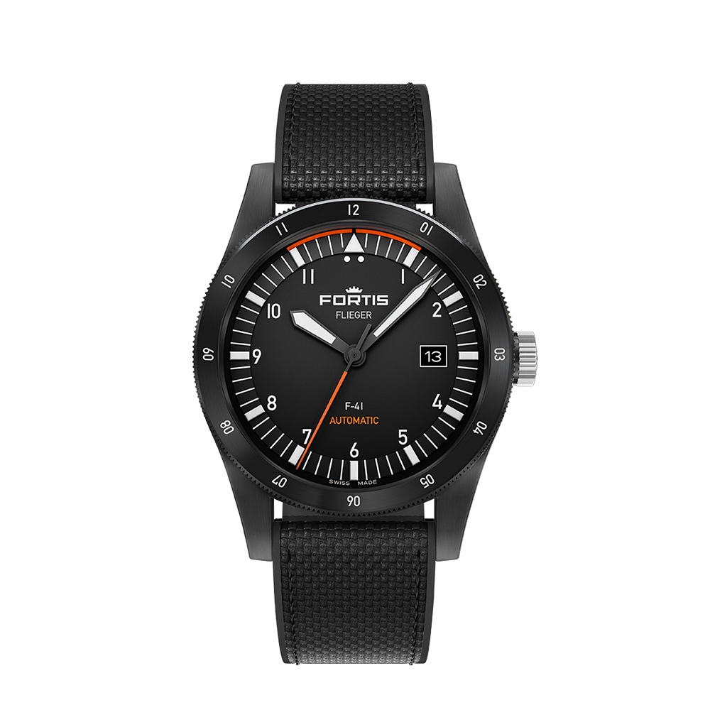 Flieger F-41 Werk 7 Mission Black auf Hybrid Strap, F4220030