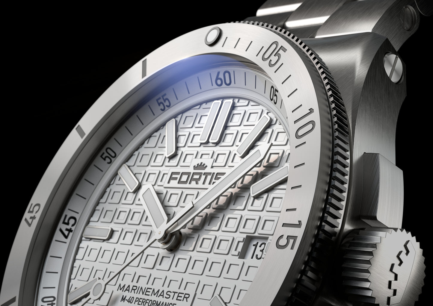 Fortis Marinemaster M-40 Snow White auf Block Brakelet